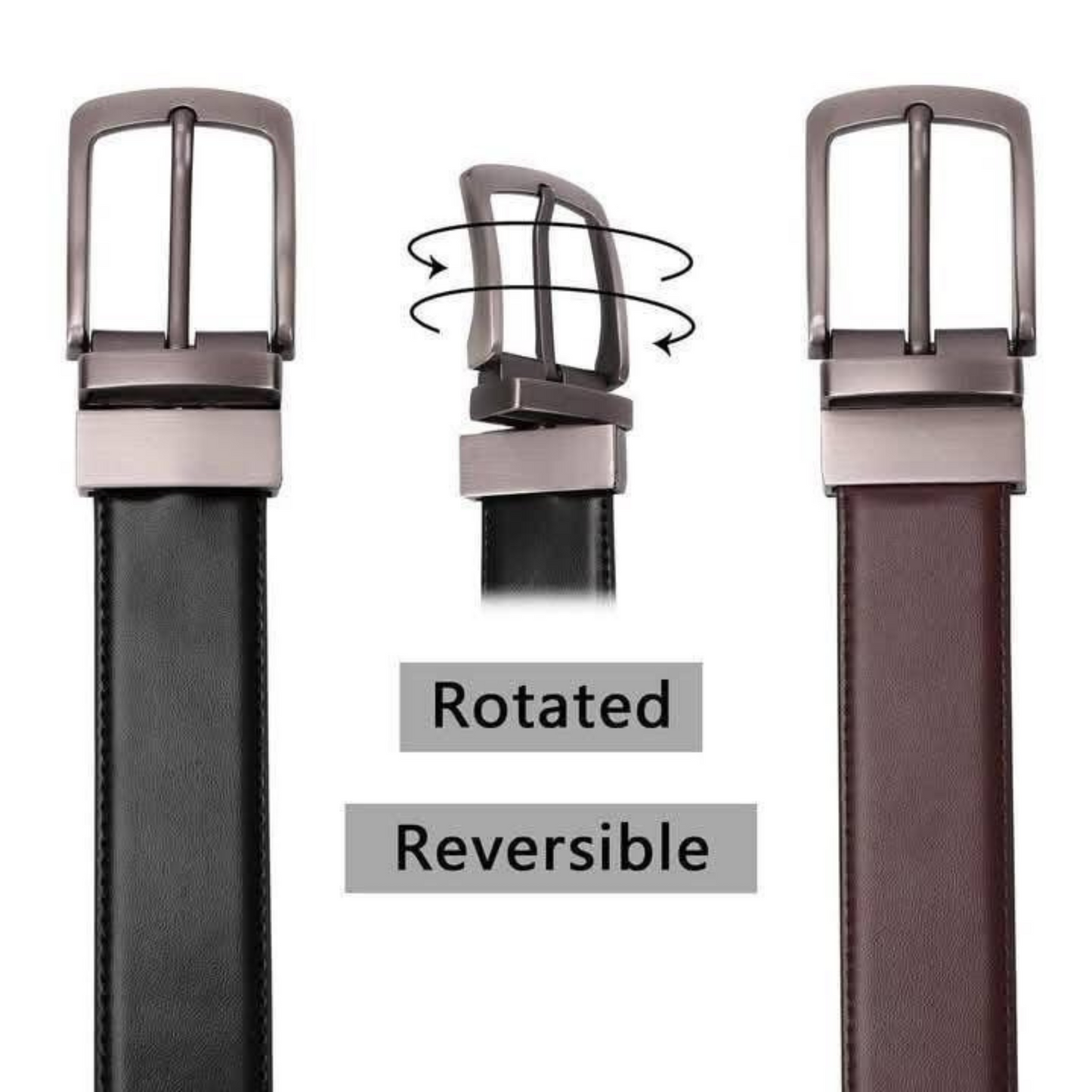 2-in-1 Reversible Leather Belt – 100% Genuine Leather